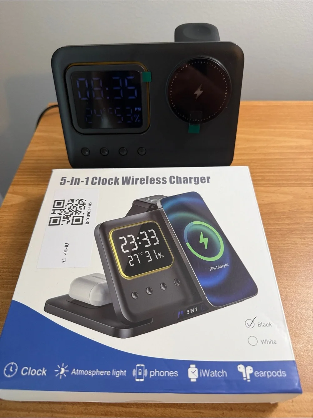 5-in-1 Clock Wireless Charger - Black